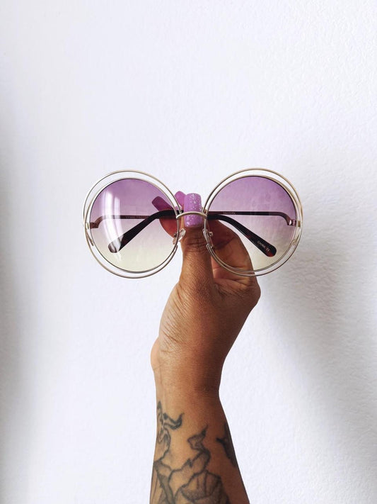 Vintage Style Oversized Round Sunglasses - lavender