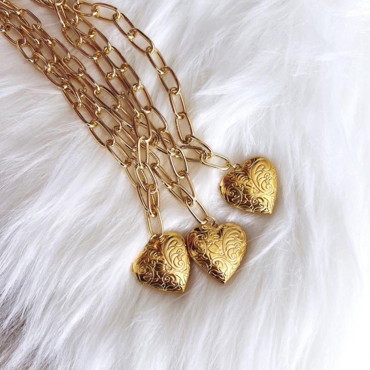 Gold Heart Locket Necklace