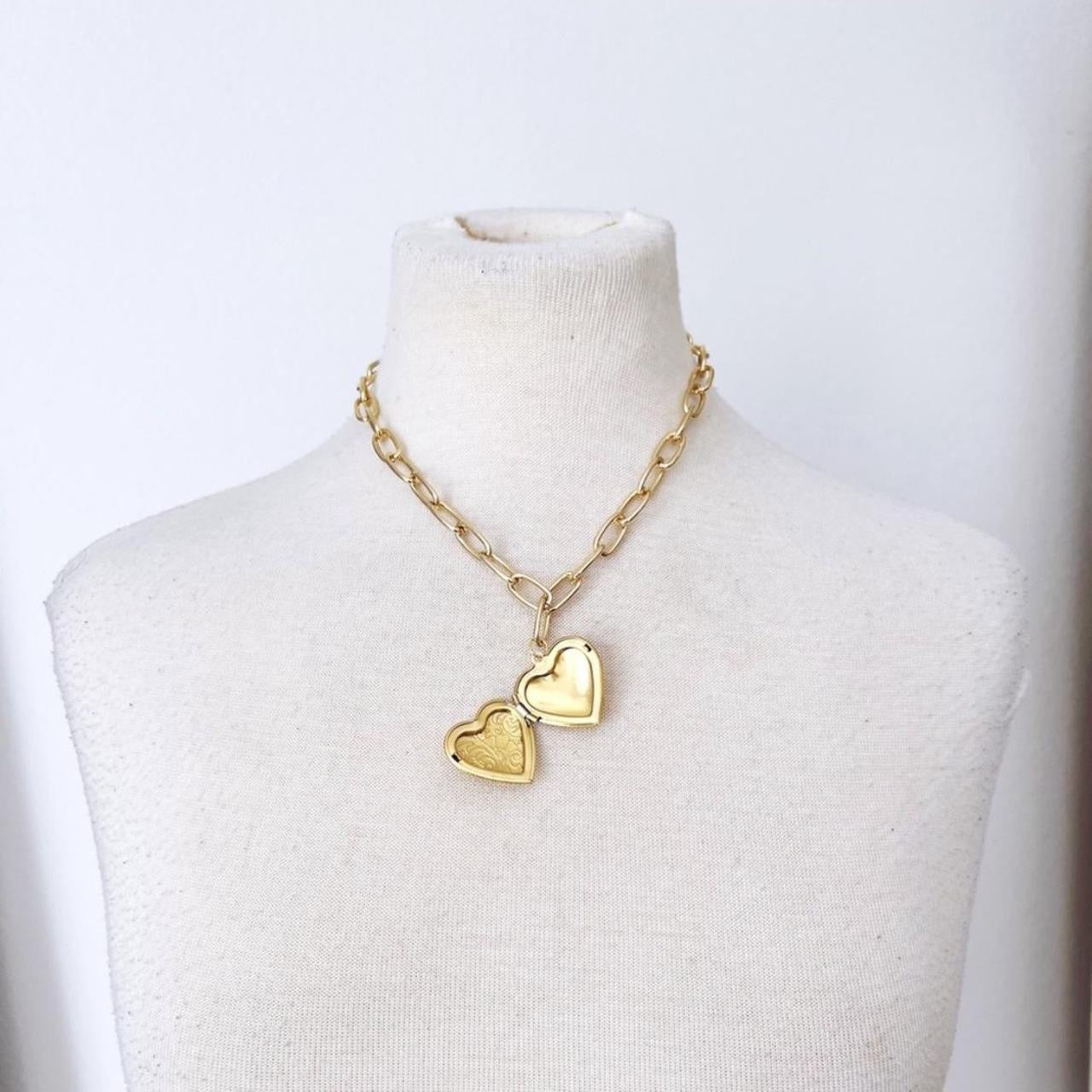 Gold Heart Locket Necklace