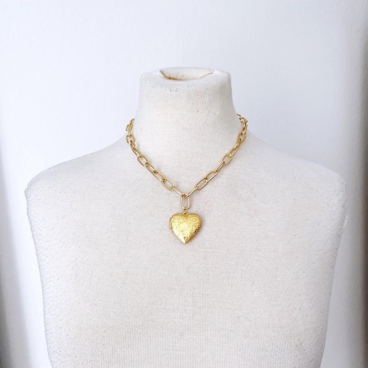 Gold Heart Locket Necklace